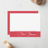 Moderner Feminin Script Hibisken Rot Minimalistisc Mitteilungskarte (Vorderseite/Rückseite Beispiel)