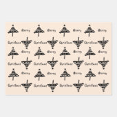Moderner festlicher Schwarz-Beige Weihnachtsbaum U Geschenkpapier Set (Vorderseite 2)