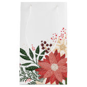 Moderner festlicher weißer Poinsettia Urlaub Kleine Geschenktüte (Vorderseite)