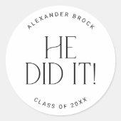 Moderner Fete Minimal er tat es Abschluss Sticker (Vorderseite)