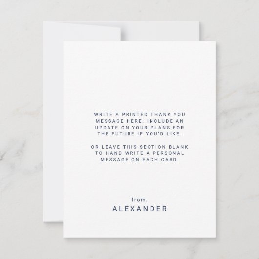 Moderner Fete Navy Gold Foto Arch Abschluss Dankeskarte (Rückseite)