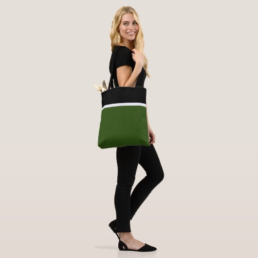 Moderner, fett Schwarz-weißer, walzgrüner Farbbloc Tasche (Am Model)