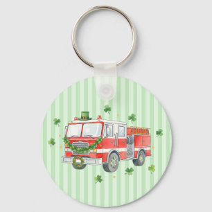 Moderner Feuerwehrmann St. Patrick's Day-Feuerwehr Schlüsselanhänger