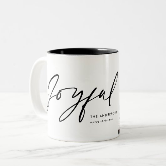 Moderner Filmstreifen 5 Foto Weihnachtsgrün Zweifarbige Tasse (Vorderseite Links)