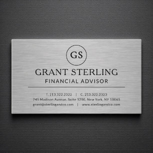 Moderner Finanzberater Metallic Luxus-Monogramm Visitenkarte