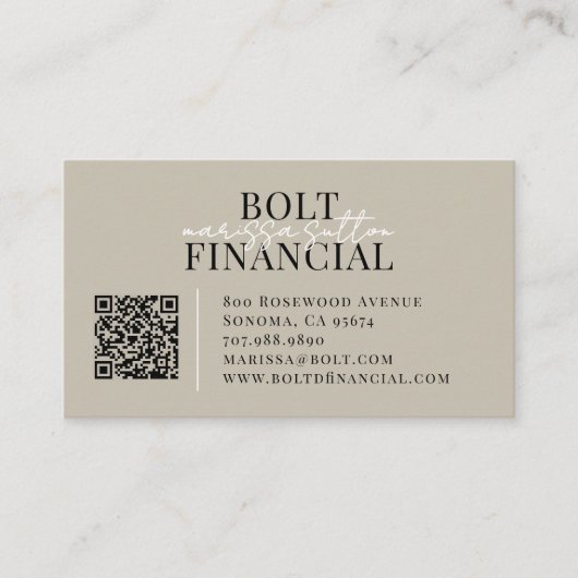 Moderner Finanzberater-QR-Code Visitenkarte (Vorderseite)