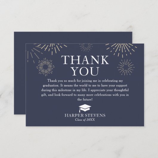 Moderner Fireworks Abschluss Vielen Dank für Ihre Dankeskarte (Vorne/Hinten)