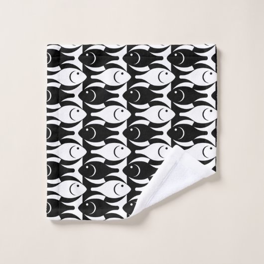 Moderner Fisch aus dem Mittelalter, schwarz-weiß Badhandtuch Set (Waschlappen)