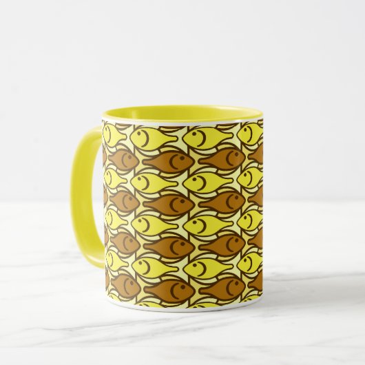 Moderner Fisch, braun und gelb Tasse (Vorderseite Links)