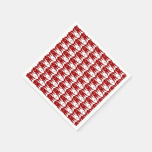 Moderner Fisch, dunkelrot und weiß Serviette (Ecke)