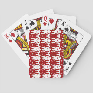 Moderner Fisch, dunkelrot und weiß Spielkarten