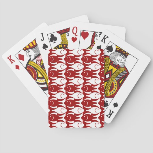 Moderner Fisch, dunkelrot und weiß Spielkarten (Rückseite)