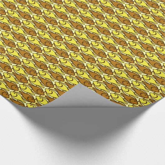 Moderner Fisch, Gold und Braun im Mittelalter Geschenkpapier (Ecke)