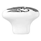 Moderner Fisch, grau, weiß und schwarz Keramikknauf (Seitenansicht)