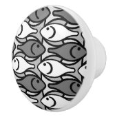Moderner Fisch, grau, weiß und schwarz Keramikknauf (Rechts)