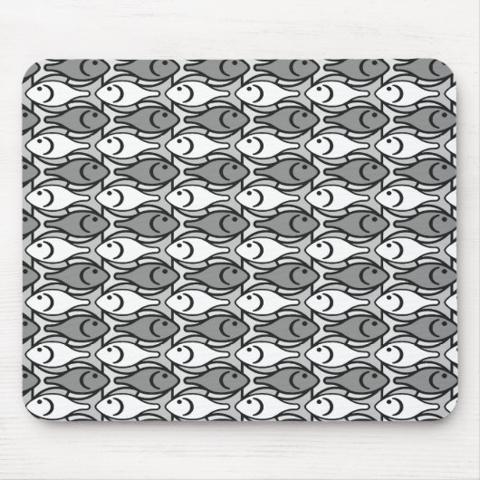 Moderner Fisch, grau, weiß und schwarz Mousepad (Vorne)