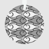 Moderner Fisch, grau, weiß und schwarz Ornament (Rückseite)