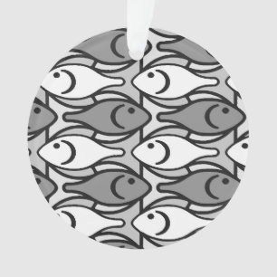 Moderner Fisch, grau, weiß und schwarz Ornament
