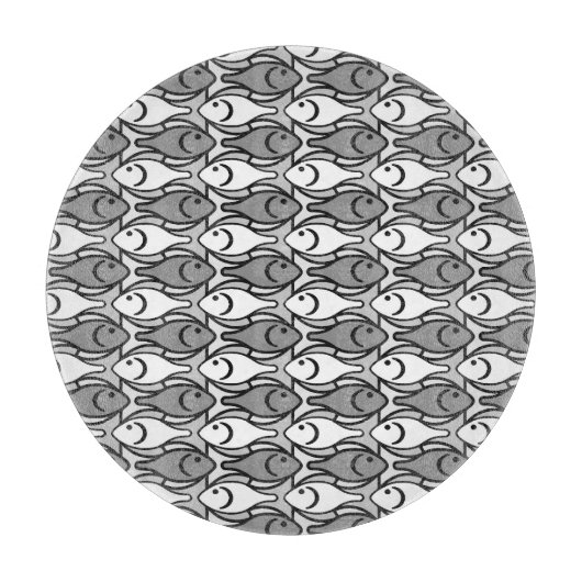 Moderner Fisch, grau, weiß und schwarz Schneidebrett (Vorderseite)