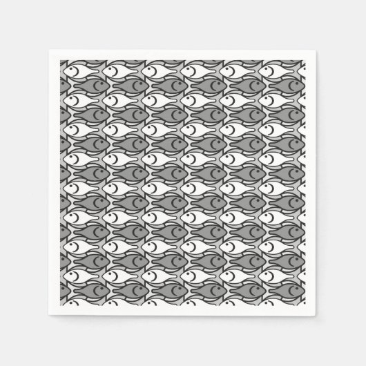 Moderner Fisch, grau, weiß und schwarz Serviette (Vorderseite)