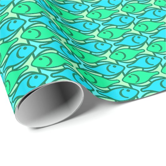 Moderner Fisch, Jadegrün Geschenkpapier (Rolleneckpunkt)