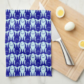 Moderner Fisch, Kobalt und hellblau Geschirrtuch (Viertel Falte)