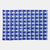 Moderner Fisch, Kobalt und hellblau Geschirrtuch (Horizontal)