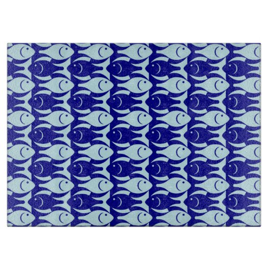 Moderner Fisch, Kobalt und hellblau Schneidebrett (Vorderseite)