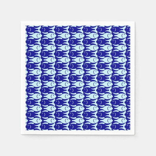 Moderner Fisch, Kobalt und hellblau Serviette (Vorderseite)