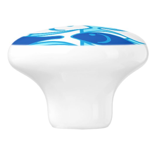 Moderner Fisch, kobaltblau Keramikknauf (Seitenansicht)