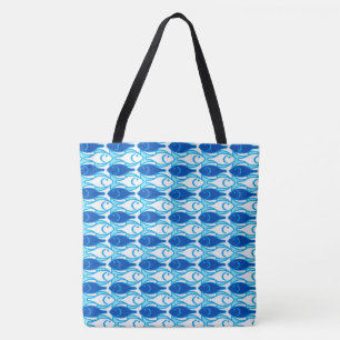 Moderner Fisch, Kobaltblau und weiß Tasche