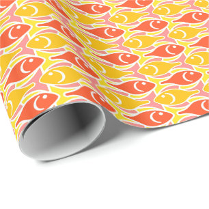 Moderner Fisch, Mandarine orange Geschenkpapier