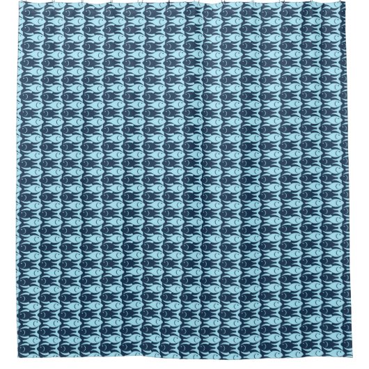 Moderner Fisch, Marine und hellblau Duschvorhang (Vorderseite)