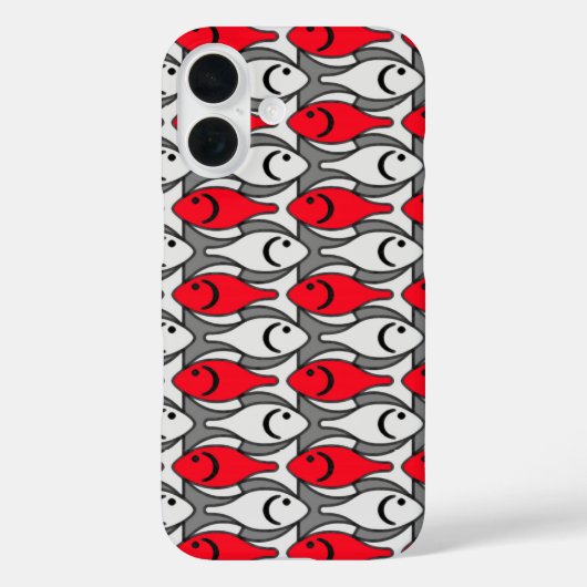 Moderner Fisch, rot und grau / grau Case-Mate iPhone Hülle (Rückseite)