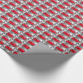 Moderner Fisch, rot und grau / grau Geschenkpapier (Ecke)