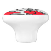 Moderner Fisch, rot und grau / grau Keramikknauf (Seitenansicht)