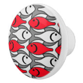 Moderner Fisch, rot und grau / grau Keramikknauf (Rechts)