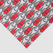 Moderner Fisch, rot und grau / grau Seidenpapier (Detail)