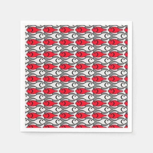 Moderner Fisch, rot und grau / grau Serviette (Vorderseite)