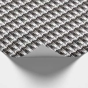 Moderner Fisch, schwarz-weiß Geschenkpapier