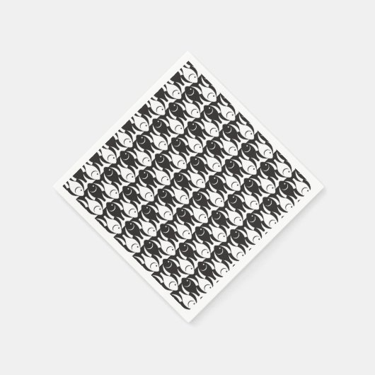 Moderner Fisch, schwarz-weiß Serviette (Ecke)