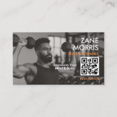 Moderner Fitness-Coach-Foto-QR-Code Visitenkarte (Vorderseite)