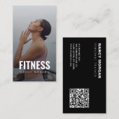 Moderner Fitness-Foto-QR-Code-Personaltrainer Visitenkarte (Vorne/Hinten)