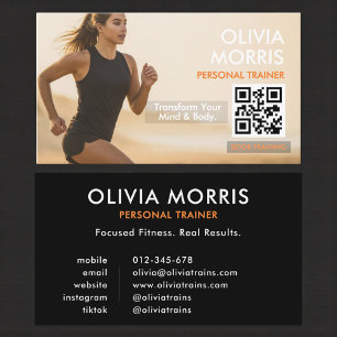 Moderner Fitness-Trainer-Foto-QR-Code Visitenkarte