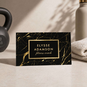 Moderner Fitness-Trainer Schwarz Gold Marmor Visitenkarte
