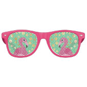 Moderner Flamingo Gold Glitzer auf Green Partybrille (Vorderseite)