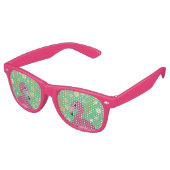 Moderner Flamingo Gold Glitzer auf Green Partybrille (Schrägansicht)