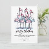 Moderner Flamingos Pet Lover Weihnachtswohnung Feiertagskarte (Stehend Vorderseite)