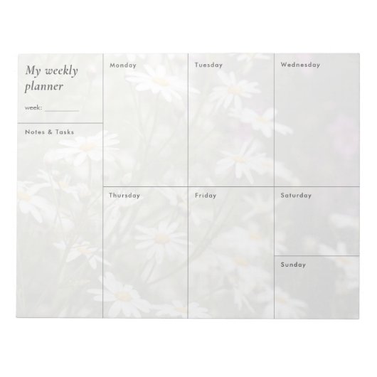 Moderner florale minimalistischer Wochenplaner Notizblock (Vorderseite)