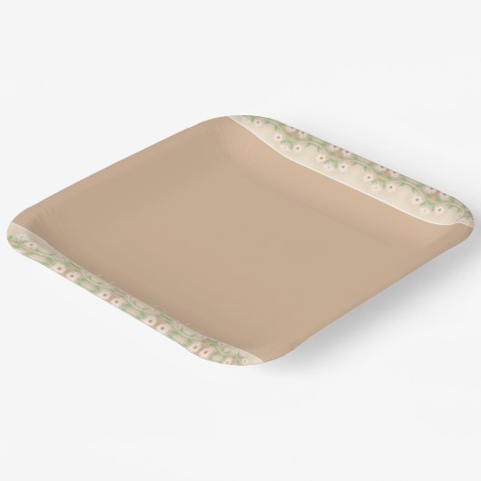 Moderner, floraler Akzent Platz Pappteller (Gewinkelt)